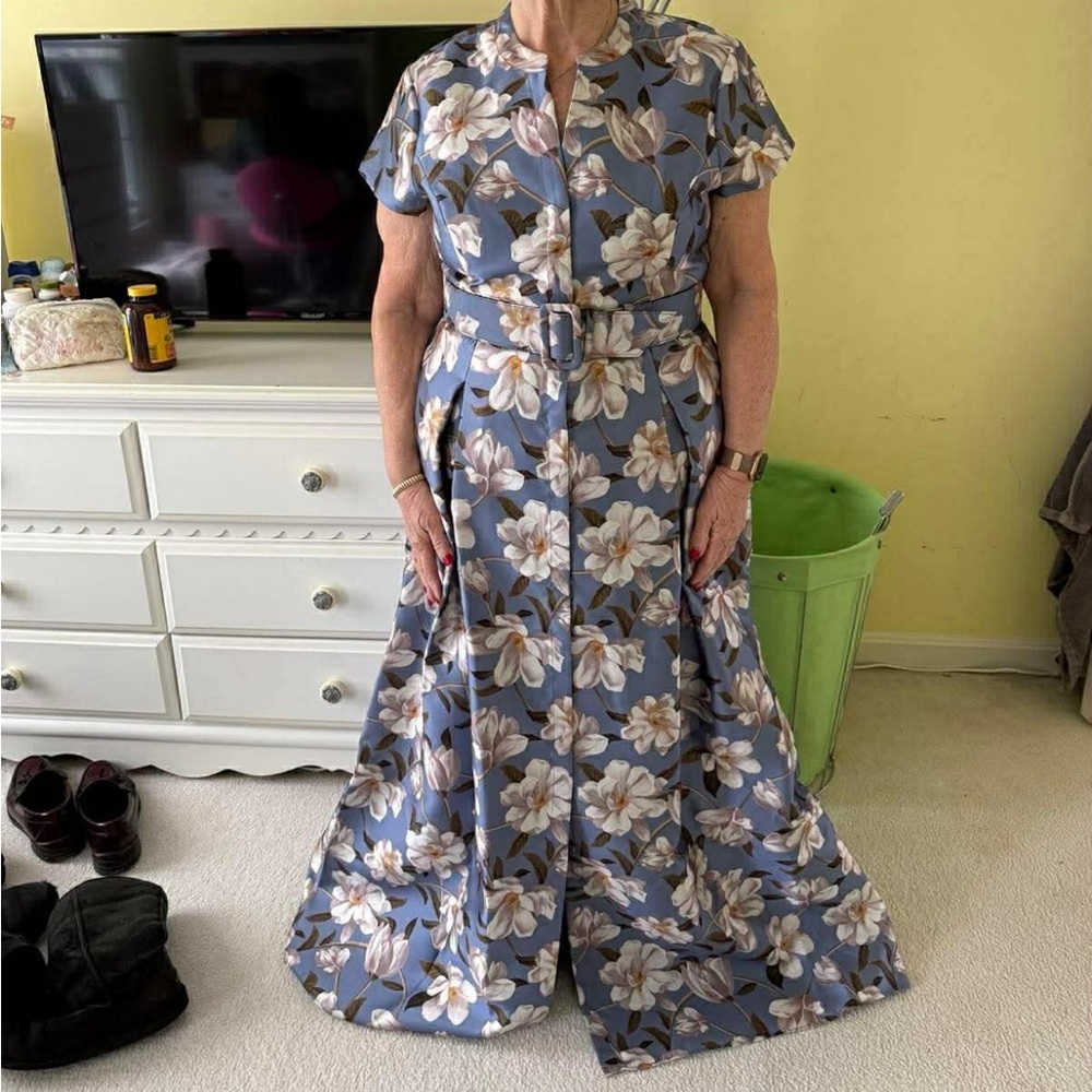 Sachin & Babi Marta Floral Mikado Gown Maxi Long Formal Dress Blue New Size 14 - Picture 3 of 10